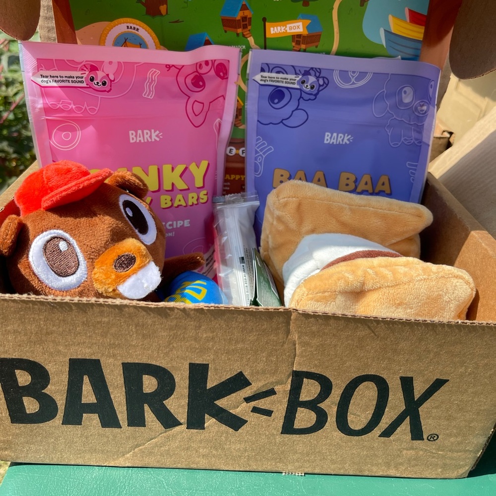 BarkBox. 2 toys and 3 treats